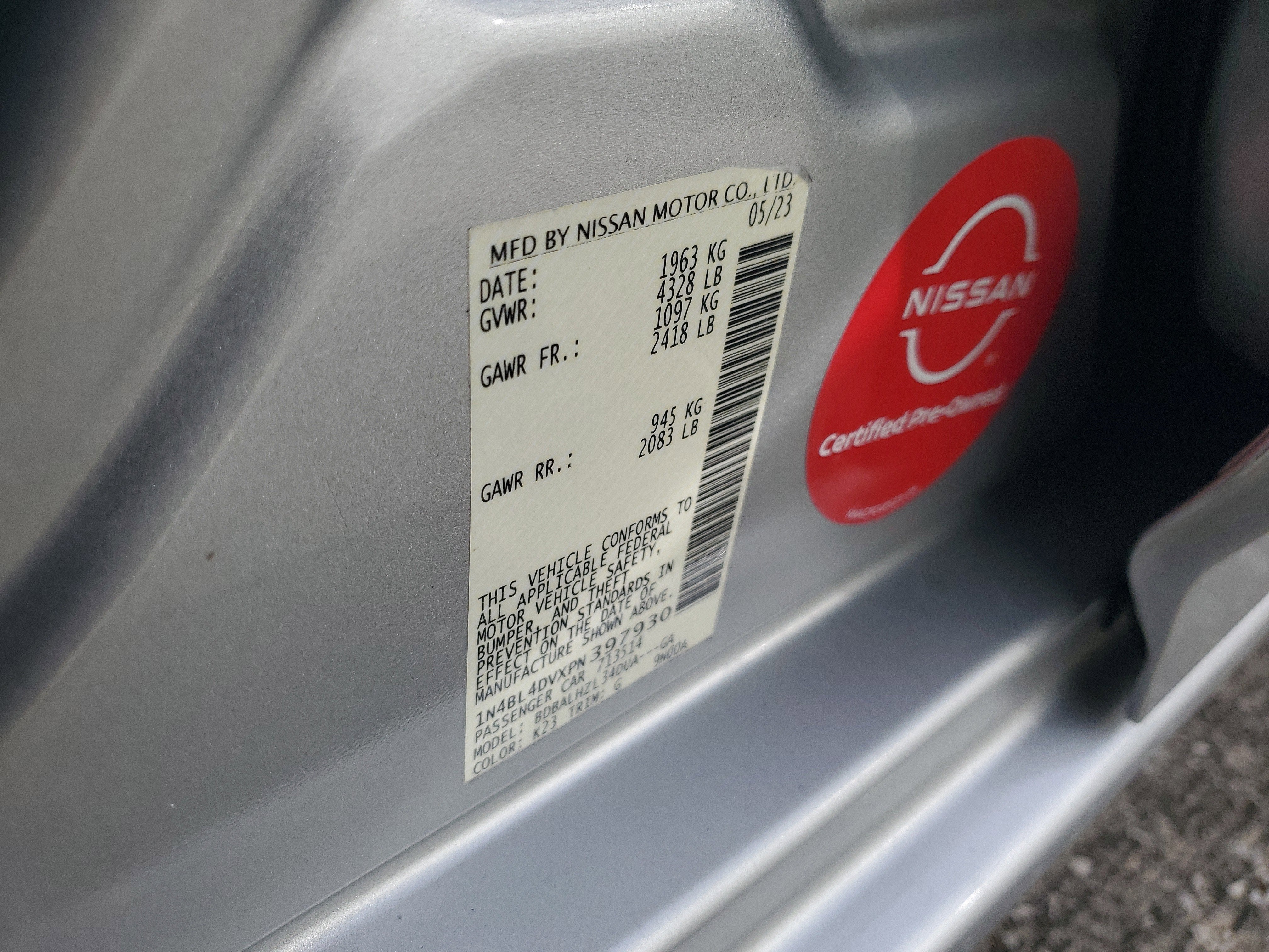 2023 Nissan Altima 2.5 SV